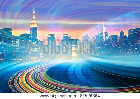 Abstract Illustration of an urban highway going to the modern city