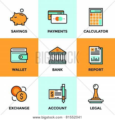 Finance And Money Line Icons Set