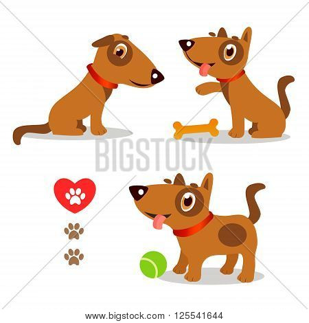 Dogs Funny And Sad. Cartoon Vector Set Illustrations On A White Background. Dogs Funny Faces. Dogs Funny Memes. Dogs Funny Moments. Dogs Funny Talking. Playful Dog Pose. Playful Dog For Kids.