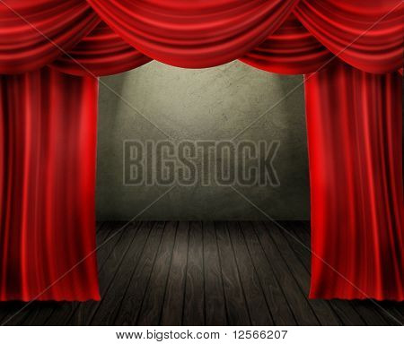 Theater Stage with red Curtain