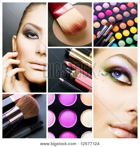 Collage Makeup.Beautiful make-up