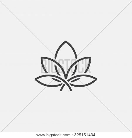 Lotus Linear Icon Concept, Lotus Line Vector Sign, Lotus Leaf Vector Illustration. Lotus Linear Conc