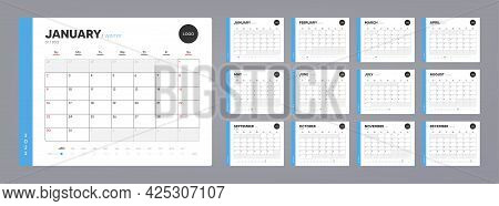 Calendar Organizer Template For 2022 Year. Annual Diary Planner Schedule Design. Corporate Calendar,