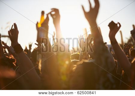 Crowds Enjoying Themselves At Outdoor Music Festival