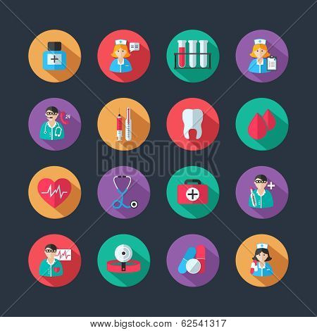 Medical icons and doctor avatars set