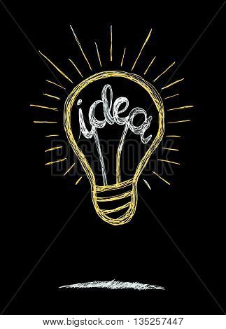 Hand Drawing Light Bulb Idea Vector Illustration