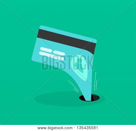 Abstract identity theft, money outflow, fraud theft protection, phishing, leakage information, economic crisis poster, financial bankruptcy flat icon modern design, vector illustration isolated