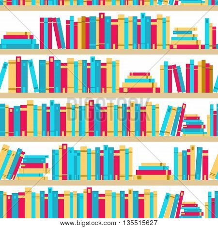 Seamless Books, Seamless Pattern With Books, Library Bookshelf, Library, Bookstore, Books On A Shelv