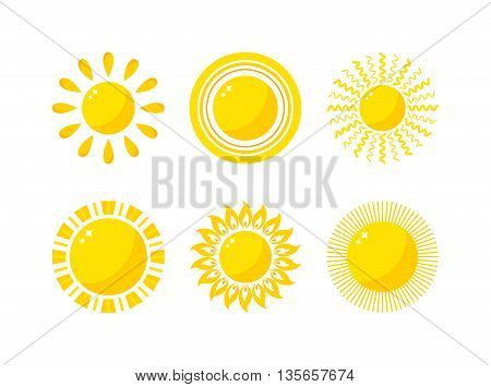 Vector sun icon isolated on white background. Sun Vector isolated summer icon design. Vector yellow sun symbol. Vector sun sun element. Sun weather icon vector sun logo isolated sign symbol