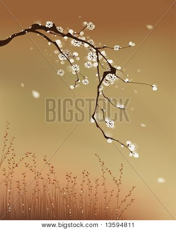 oriental style painting, plum blossom