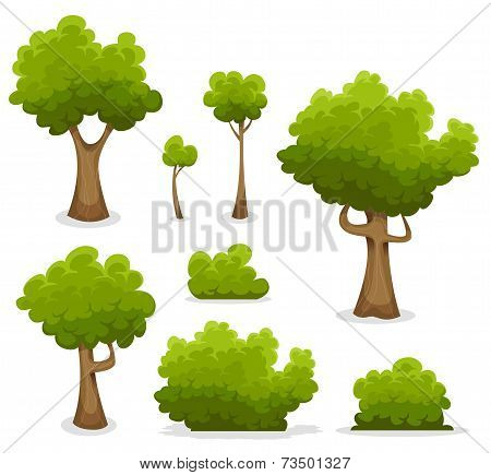 Forest Trees, Hedges And Bush Set