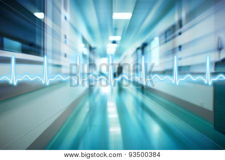 Ecg Line On The Background Of The Corridor Of The Hospital Medical Concept