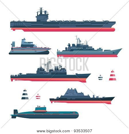 Militaristic ships icons