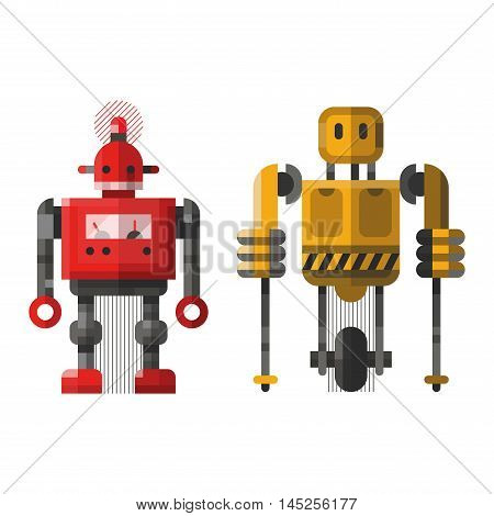 Cute robot vector character. Robot technology machine future science toy. Cyborg futuristic design robotic toy robot. Cute element icon character, cartoon robot.