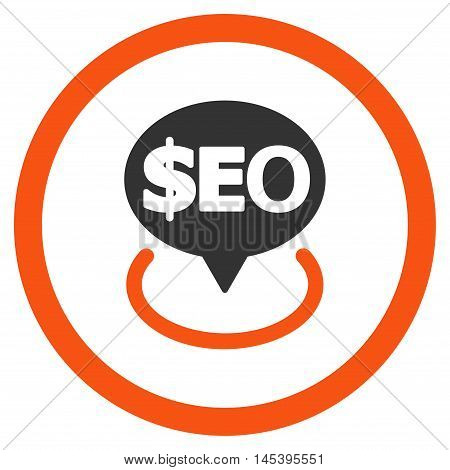 Geotargeting Seo rounded icon. Vector illustration style is flat iconic bicolor symbol, orange and gray colors, white background.