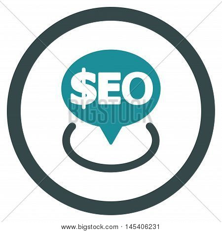 Geotargeting Seo rounded icon. Vector illustration style is flat iconic bicolor symbol, soft blue colors, white background.