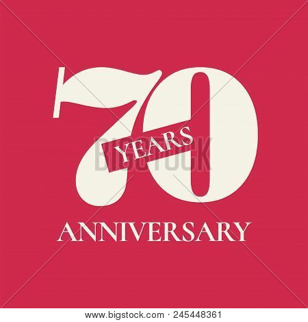 70 Years Anniversary Vector Icon, Logo. Design Element With Red Color Background And Number For 70th