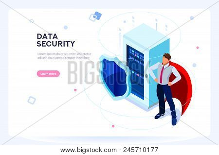 Secure Hard Data Base. Security And Anti-virus Protection. Center Or Datacenter Network. Industry Of