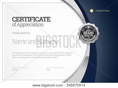 Silver Certificate Template. Diploma Of Modern Design Or Gift Certificate. Vector Illustration.