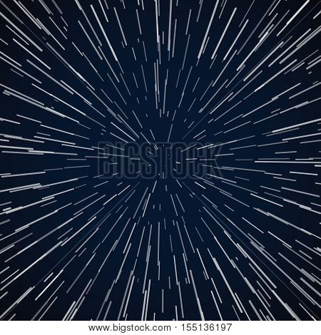 Warp stars zoom blue galaxy war vector abstract background. Space and universe to speed travel illustration