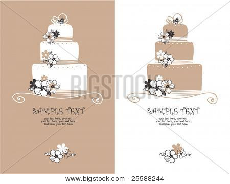 card with sweet wedding cake