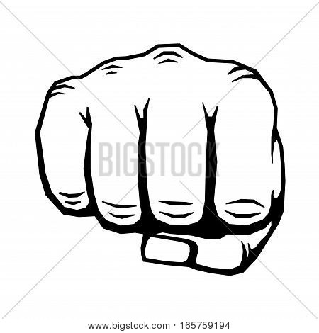 Punching hand with clenched fist vector. Human clenched fist illustration