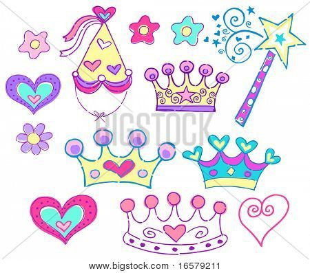 Principessa cappelli & Tiara Vector Illustration