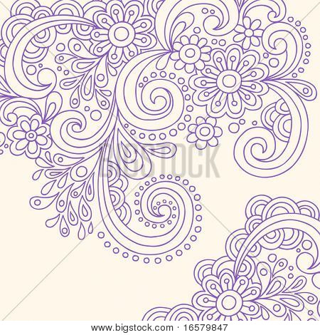 Käsin tehty Doodle abstrakti Henna Paisley vektori