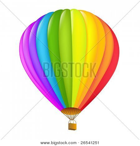 Colorful Hot Air Balloon, Isolated On White Background