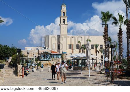 Tel Aviv, Israel - November 2, 2022: People Visit Kikar Kedumim Square In Jaffa Old Town In Tel Aviv