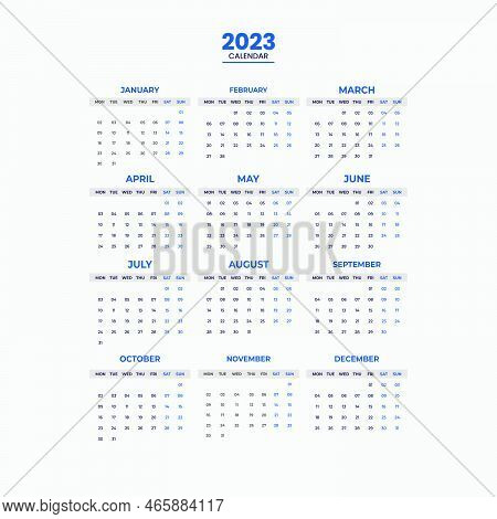 Calendar 2023, Wall Calendar Design 2023 Template, 12 Month Wall Calendar 2023, Modern Wall Calendar