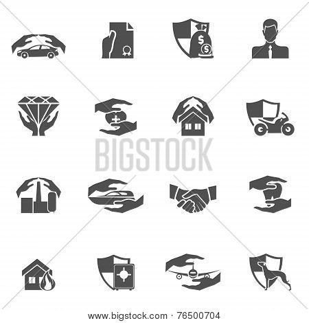 Insurance icons black