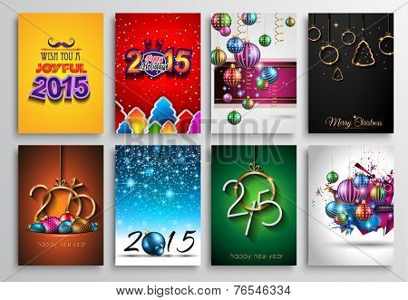 Set of 2015 New Year and Happy Christmas background for your flyers, invitation, party posters, greetings card, brochure cover or generic banners.