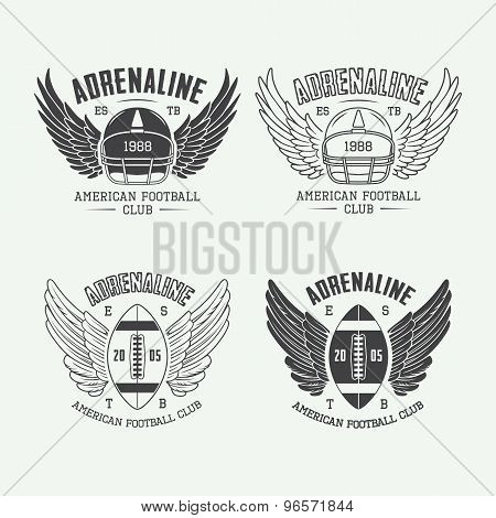 Set Of Vintage Rugby And American Football Labels, Emblems And Logo.