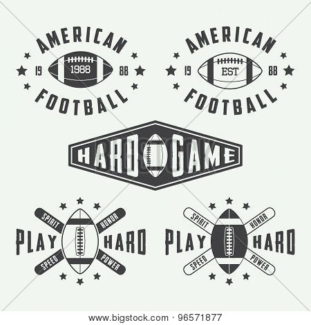 Set Of Vintage Rugby And American Football Labels, Emblems And Logo.