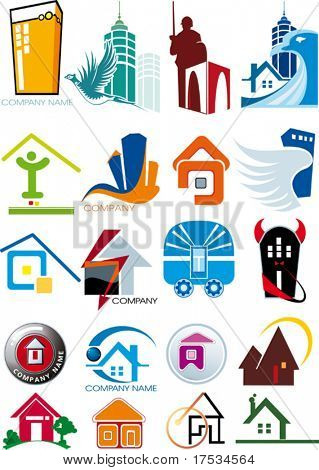 House vector Icons for Web. Construction or Real Estate concept. Abstract color element set of business templates. Just place your own company name. Collection 9.