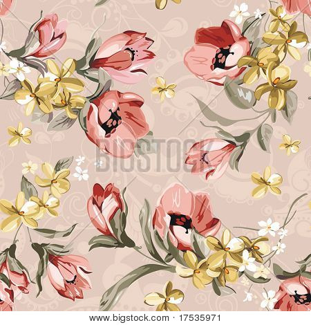 Abstract Elegance seamless floral pattern. Beautiful flower vector illustration texture