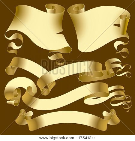 오래 된 골드 배너 벡터 세트