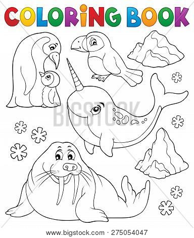 Coloring Book Winter Animals Topic 1 - Eps10 Vector Picture Illustration.