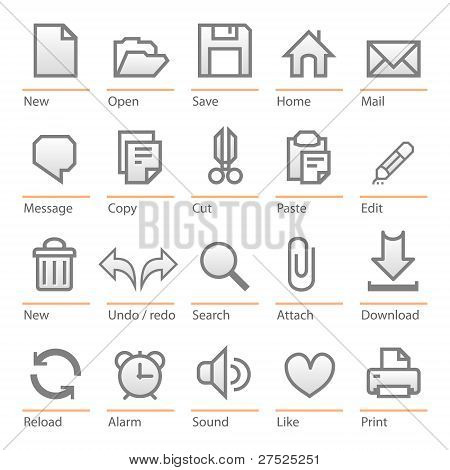 Universal software icon set. Big size