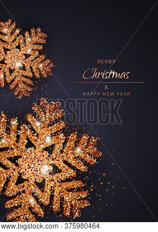 Merry christmas and happy new year gold snowflakes. Christmas. Christmas Vector. Christmas Background. Merry Christmas Vector. Merry Christmas banner. Christmas illustrations. Merry Christmas Holidays. Merry Christmas and Happy New Year Vector Background.