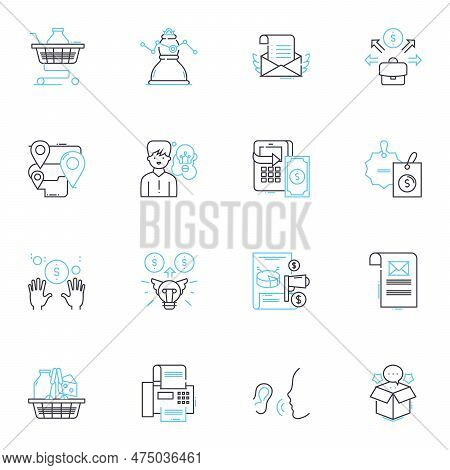 Business Transactions Linear Icons Set. Exchange, Payment, Transaction, Commerce, Trading, Negotiati