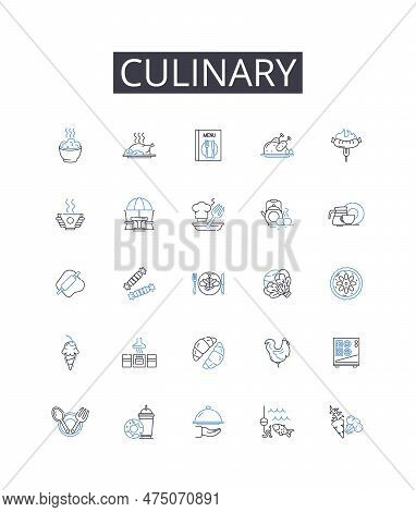 Culinary Line Icons Collection. Delicious Cuisine, Gastronomic Delight, Tasty Cookery, Savory Cuisin