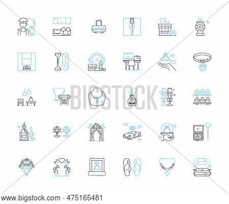 Affix Linear Icons Set. Prefix, Suffix, Root, Derivative, Inflection, Morpheme, Tack-on Line Vector 