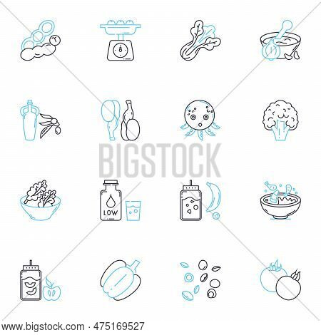 Appealing Dish Linear Icons Set. Delectable, Appetizing, Mouth-watering, Scrumptious, Savory, Delici