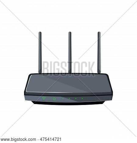 Network Dsl Modem Cartoon. Wireless Internet, Wifi Hub Network Dsl Modem Sign. Isolated Symbol Vecto