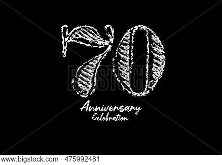 70 Years Anniversary Celebration Logotype White Vector, 70th Birthday Logo, 70 Number Design, Annive