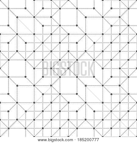 Seamless pattern. Abstract geometrical background. Original small dotted techno texture with repetition of geometrical shapes. Vector element of Business concept