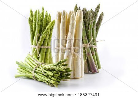 Green and white Asparagus - isolated