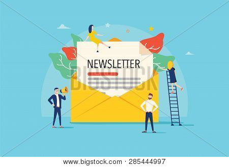 Email Subscribe Vector Illustration Concept, Email Marketing System, People Use Smartphone And Subsc